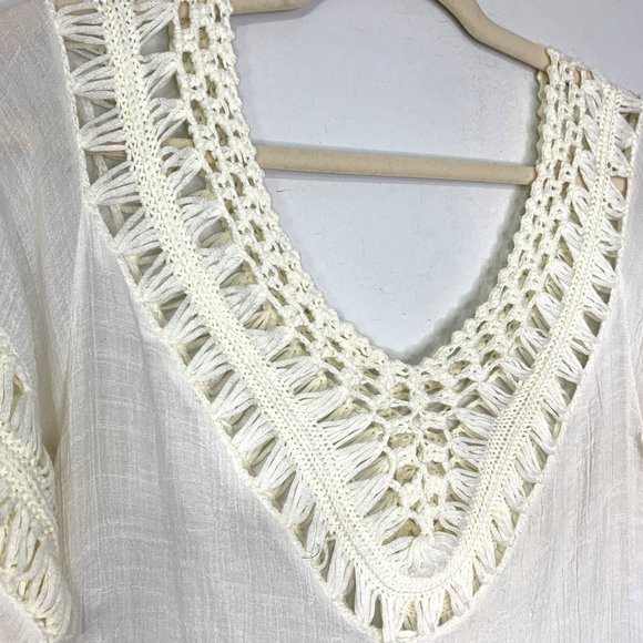 MR. BUHO Vintage Rayon Crinkle Gauze Crochet Fringe Scarf Boho Top OS‎ - Picture 4 of 7